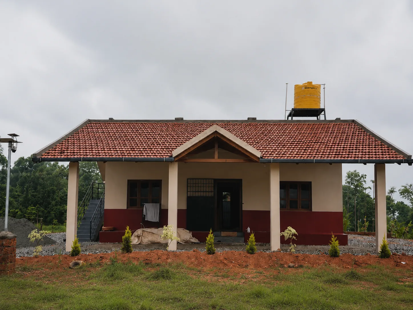 The private home stay exterior under its terracotta-tiled roof